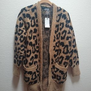 Barefoot Dreams Cozy Chic Leopard Cardigan Sweater